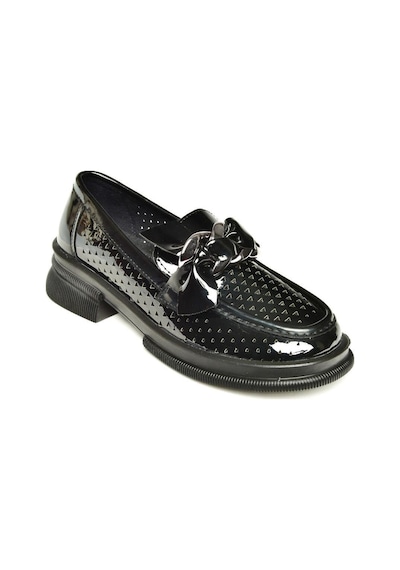 Fox Shoes U704137508 Siyah Rugan Loafer Makosen Kadın Ayakkabı Siyah