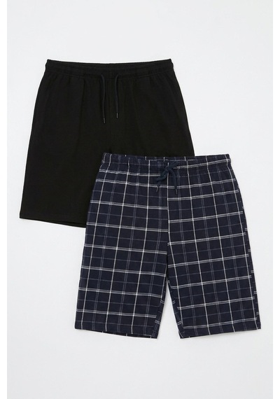 Buratti Pamuklu Regular Fit Bağlamalı Cepli 2'li Pijama Paket Şort Erkek Şort 6574004s2 Siyah-lacivert