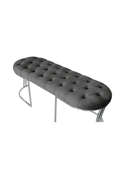 VİEGO SILVER GRİ-Kapitoneli Model Puf&Bench&Koltuk-Oturak-Uzun Makyaj Puff-Yatak Odası Ucu&Önü