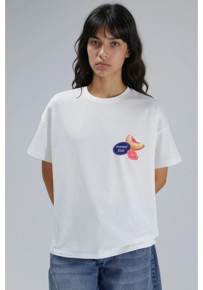 Hiccup Baskılı Oversized T-shirt Turuncu