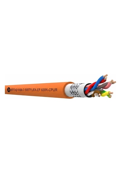 Birtaş Ef659x-cpur-3x0.25 ,kesit 0.25mm² 3-damar/çok Telli Blendajlı Ağırşart Hareketli Pur Kablo
