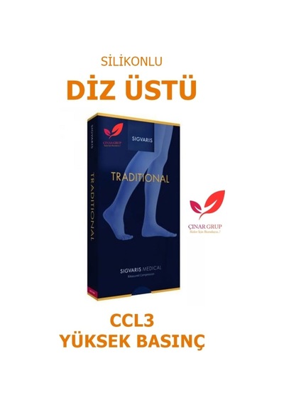 Sigvaris Traditional 504 Silikonlu Diz Üstü Ccl3 Varis Çorabı