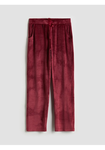 Lcw Dream Bordo Beli Lastikli Kadife Kadın Pijama Altı