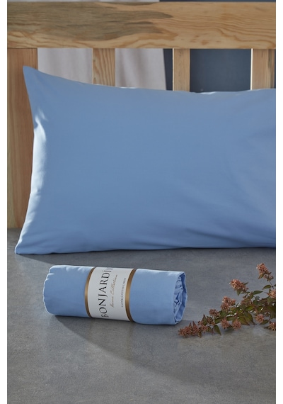 BonjardinHome Tek Kişilik Lastikli Çarşaf & Bir Adet Yastık Kılıfı Mavi