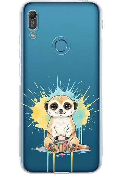 Huawei Y6 Pro 2019 İle Uyumlu Splash Mirket Tasarımlı Şeffaf Silikon Kılıf Şeffaf