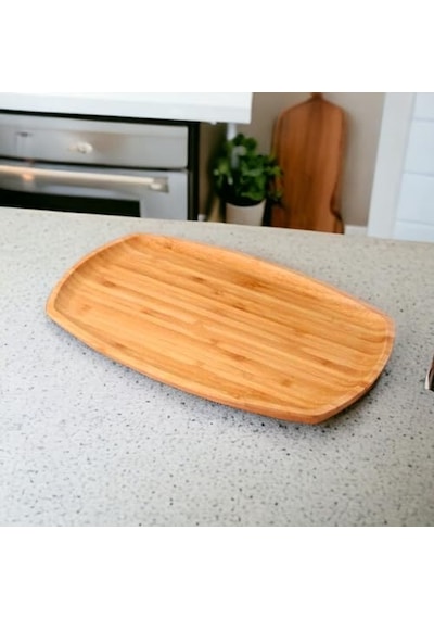 Bambu Lüx Bambu Kayık Sunum Tabağı Servis Tabak 30x18cm Sunum Tabağı, Dikdörtgen Sunum Tabağı Genel