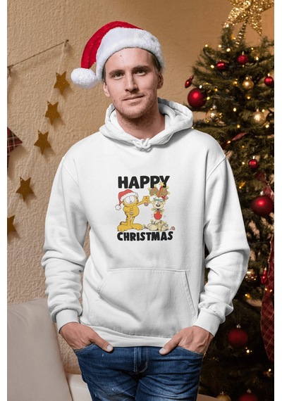 Garfield Happy Christmas Kapşonlu Sweatshirt 001