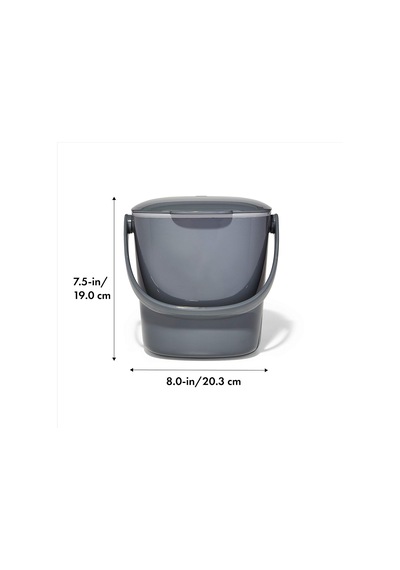 Ayrex Good Grips Kompost Kovası, Gri - Mutfak İçin Koku Geçirmez Çöp Kutusu - 2,8 L