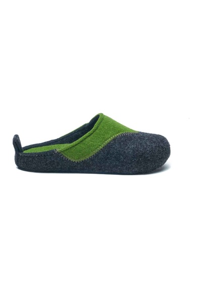 Comfortfusse Pinesh - Kadın Ortopedik Yün Keçe Sabo Ev Terliği Koyu Gri-yeşil Yün