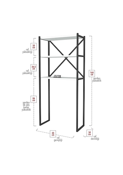 3 Raflı Metal Banyo Düzenleyici Rafı Beyaz