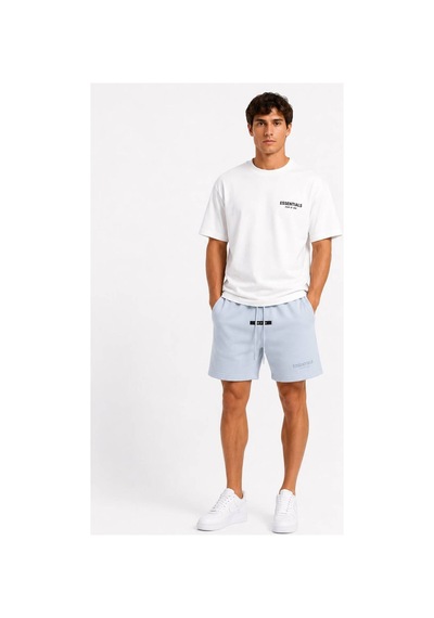 Hzr Wear Erkek Regular Fit Rahat Kesim %100 Pamuk Hafif Kalın Beli Bağcıklı Şort Mavi