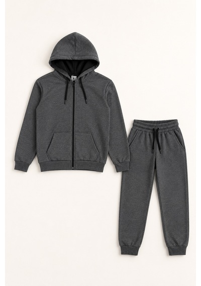 Beniizle Kapüşonlu Unisex Çocuk Eşofman Takımı Antrasit