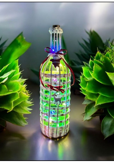 Peri Led Işıklı Bambu Şişe Noel Temalı