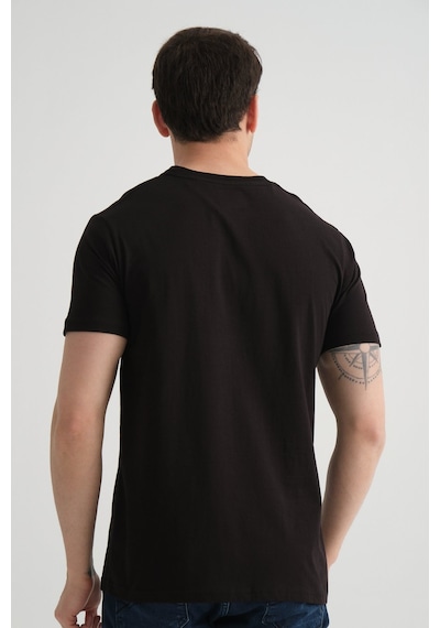 Shooter Sportwear Shooter Erkek Pamuklu Esnek T-shirt Standart Kalıp Minimal Logolu Siyah