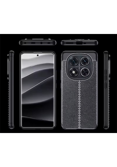 Xiaomi Redmi Note 14 Pro Kılıf Kamera Korumalı Deri Görünümlü Kap