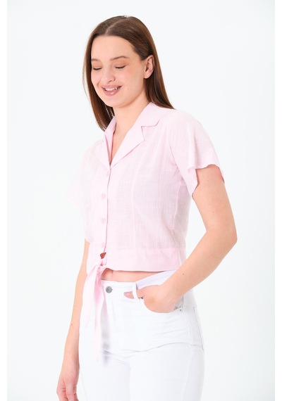 Sortie Collection Önü Bağlamalı Gömlek Pembe