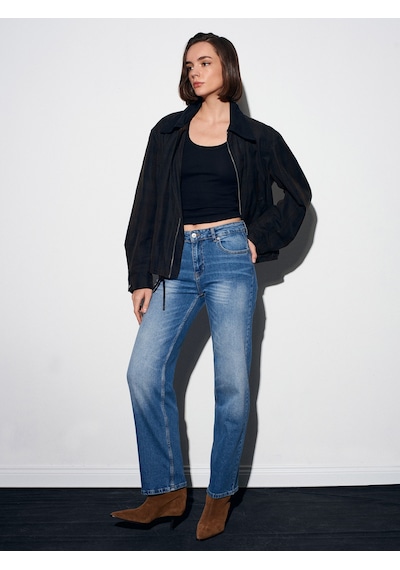 Dilvin 72073 Likralı Wide Leg Jean - Mavi