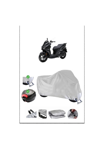 Sym Jet14evo200plus Arka Çanta Kilit Uyumlu Su Geçirmez Motosiklet Brandası-gri