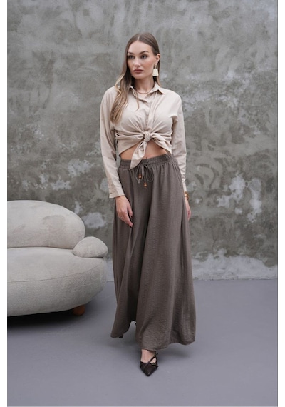 Rawea Kadın Modal Kumaş Etek Pantolon - Oversize & Geniş Paça Füme