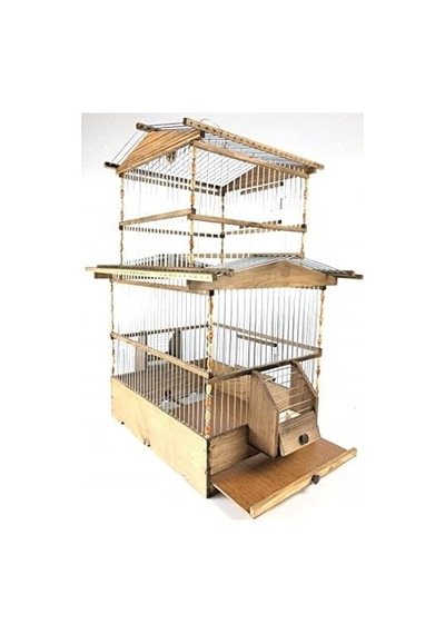 Naturbirds Ahşap Kafes 2 Katlı Xxl Muhabbet Kuşu Saka Kanarya
