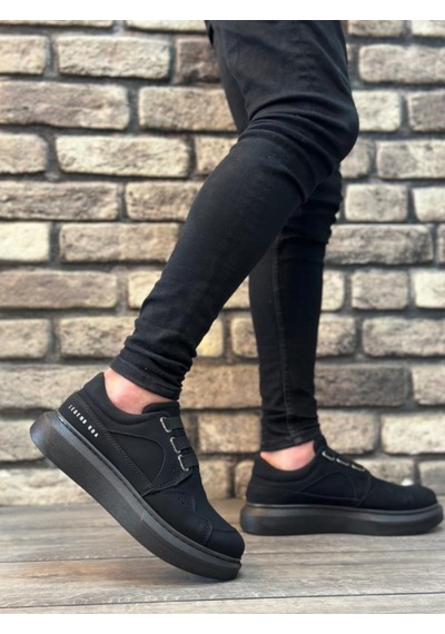 Ba0302 Boa Kalın Taban Bağcıksız Tarz Casual Siyah Siyah Erkek Ayakkabı