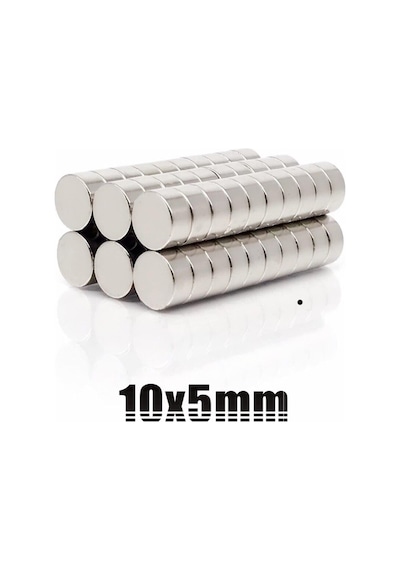 50 Adet 10x5 Yuvarlak Neodyum Mıknatıs Magnet Çap: 1 Cm - Kalınlık 5 Mm