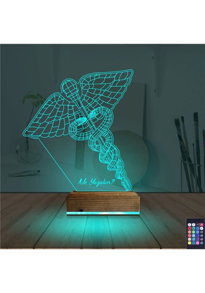 Luvivia Doktor Tıp Logo Kişiye Özel 3d Lamba - Masa Gece Lambası V3 Şeffaf
