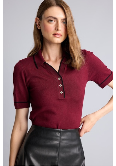 Defacto Regular Fıt Polo Yaka Bordo Tişört G9226ax26aubr506 Bordo-br506