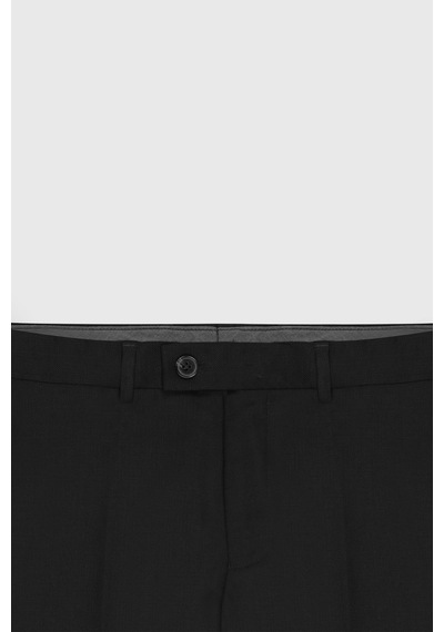 Ac&co Erkek Sıyah Regular Fit Rahat Kesim Mono Yaka Armürlü Takım Elbise Siyah