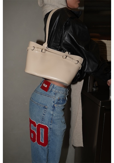 Shule Bags Glove Omuz Çantası Bej Bej