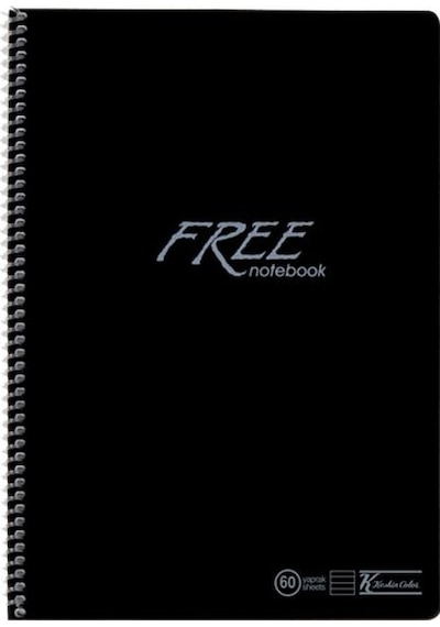 K. Color Free A4 60 Yaprak Çizgili Plastik Kapak Spiralli  Defter 1 Adet