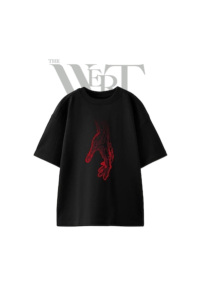 Thewert Contour Hand Tasarım Baskılı Ünisex Siyah Oversize T-shirt