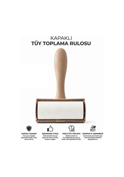 Kapaklı Ergonomik Tüy Toplama Rulosu - Taşınabilir Ve Pratik