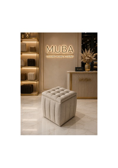 Yeni Sezon İthal Belora Kumaş Puf 40x40 Cm Ultra Yumuşak, Lüks Dokulu, Premium Kalite Kare Puf Ekru - 908231317 Ekru