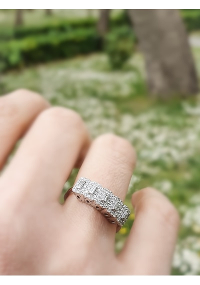 Nadias Jewellery Baget Pırlanta Beştaş Yüzük