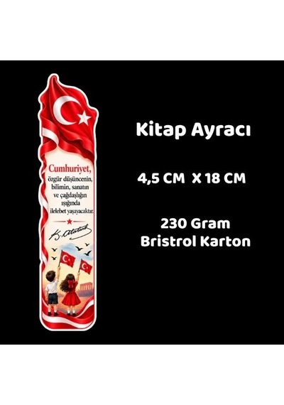29 Ekim Cumhuriyet Bayramı Karton Kitap Ayracı 40' Lı Paket Çocuklu Tüm Yaşlar
