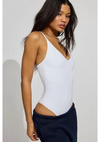 Madmext Beyaz Askılı Kadın Bodysuit Mg2542