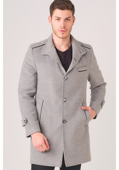 Plt8391 Dewberry Erkek Palto-Gri-Gri