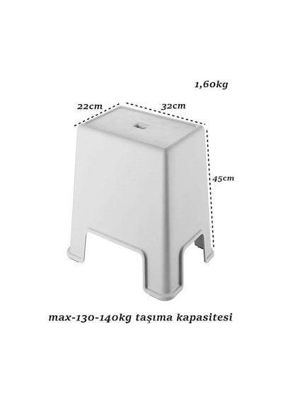 Geseus Banyo Taburesi Büyük Boy Çok Amaçlı Tabure Açık Gri-481
