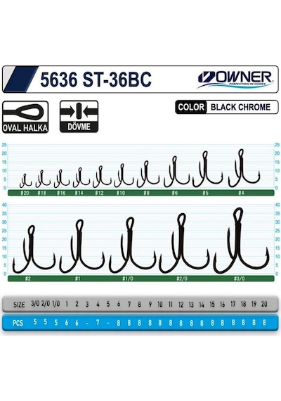 Owner 5636 St-36 Black Chrome Çarpma İğne 1/0
