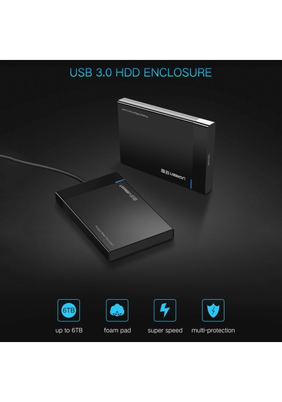 Ugreen Us221 Hdd Muhafaza 2,5 İnç Sata - Usb 3.0 Ssd Adaptörü Sabit Disk Sürücüsü Kutusu Harici Hdd Kutusu, Destek Uasp Protokolü
