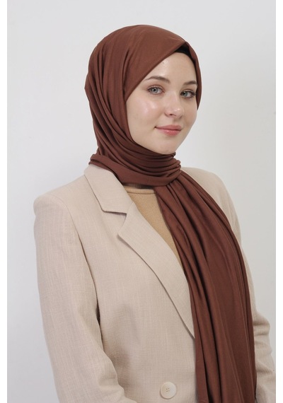 Manolyaşal İslamic Hijab Tesettür Penye Şal - 70 X 180 / Çikolata Çikolata