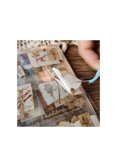 Kolbi Craft 2 Sayfa 12 Adet Şeffaf Vintage Sticker Bullet Journal Scrapbook Laptop Ajanda Planlayıcı Abanoz