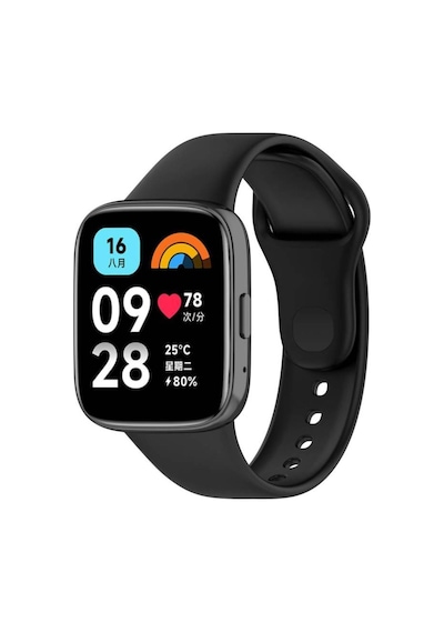 Xiaomi Redmi Watch 3 Active Uyumlu Kordon Ayarlanabilir Soft Yüzey Yumuşak Silikon Kayış Siyah
