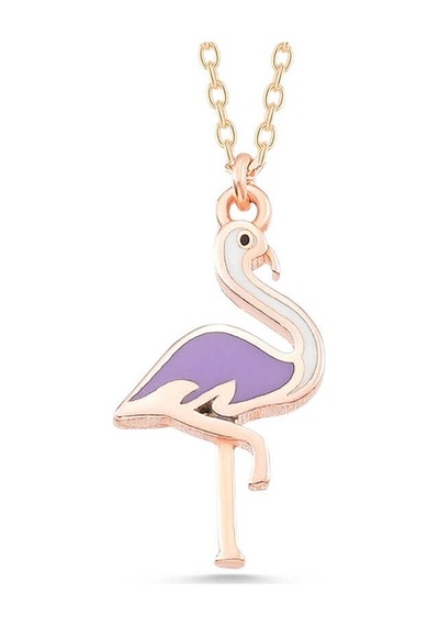925 Ayar Gümüş Rose Flamingo Kadın Kolye