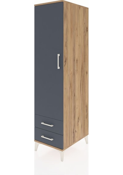 Kronos Dolap 4 Raflı 2 Çekmeceli Tek Kapaklı 44x59x182 Çam-antrasit Atlas Çam