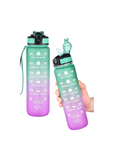 Motivasyonel Su Matarası 1lt Tritan Spor Salonu Su Şişesi Bpa Içermez Suluk Sticker Hediyeli Karışık