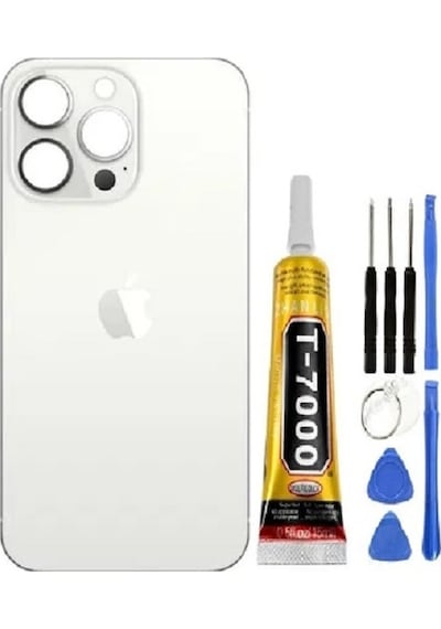 Apple İphone 13 Pro Max Arka Kapak + Tamir Seti + B7000 Yapıştırıcı Gümüş