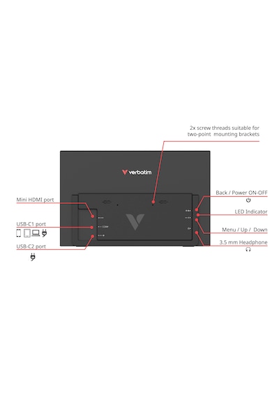 Verbatim Light 15.6" Full Hd Ips + Hdr Ekran / Entegre Hoparlörlü 60 Hz Taşınabilir Monitör - Neopren Koruyucu Kılıf Dahil 32401