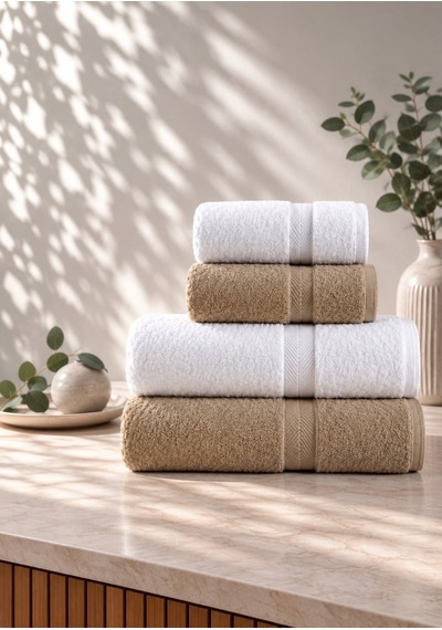 Can 4 Lü Hamam Seti 2 Adet 90 140 Ve 2 Adet 50 90 Kahverengi